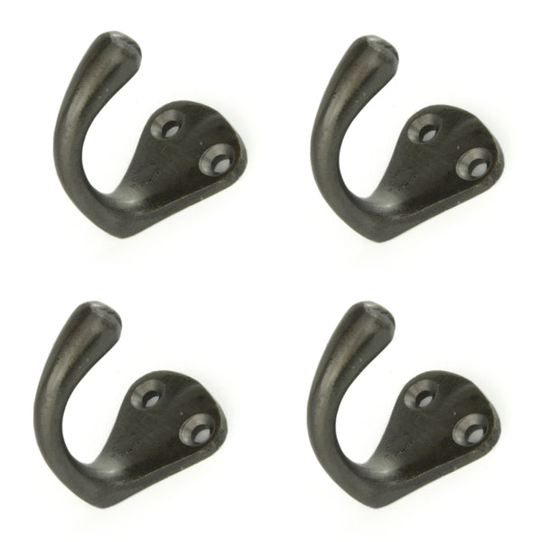 Set of 4 Cast Iron Single Wall Hooks Vintage Coat Rack Pegs Cup Hangers
