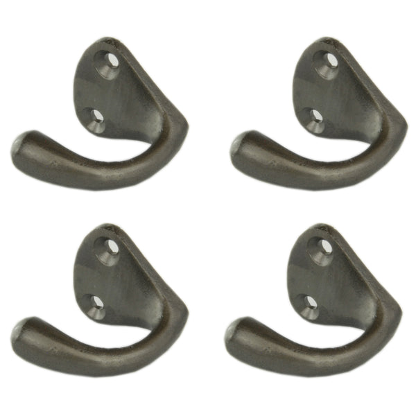 Set of 4 Cast Iron Single Wall Hooks Vintage Coat Rack Pegs Cup Hangers