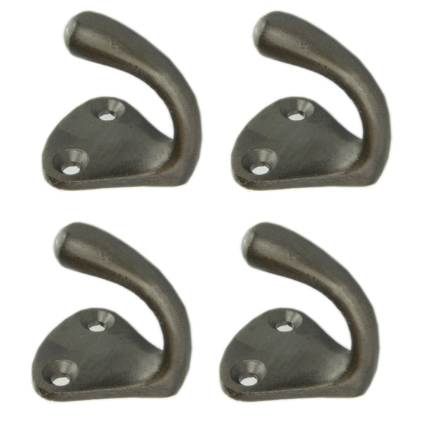 Set of 4 Cast Iron Single Wall Hooks Vintage Coat Rack Pegs Cup Hangers