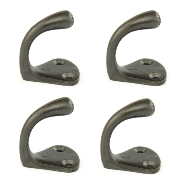 Set of 4 Cast Iron Single Wall Hooks Vintage Coat Rack Pegs Cup Hangers