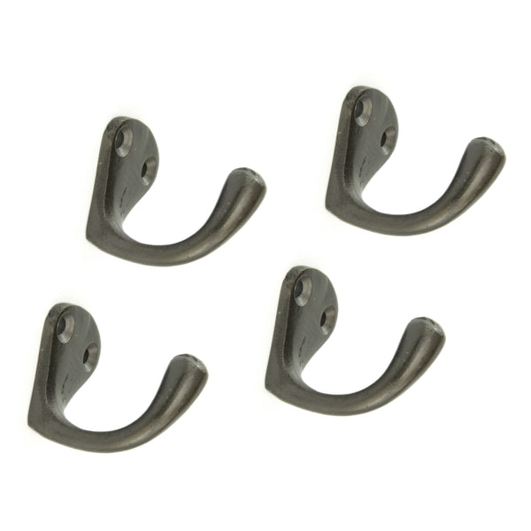 Set of 4 Cast Iron Single Wall Hooks Vintage Coat Rack Pegs Cup Hangers