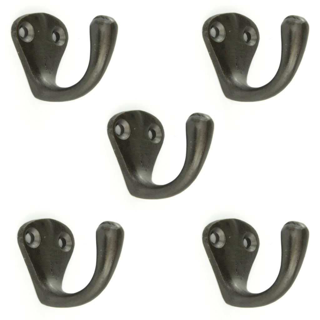 Set of 5 Cast Iron Single Wall Hooks Vintage Coat Rack Pegs Cup Hangers