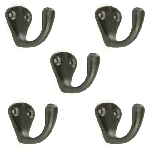 Set of 5 Cast Iron Single Wall Hooks Vintage Coat Rack Pegs Cup Hangers