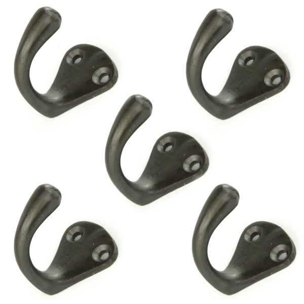 Set of 5 Cast Iron Single Wall Hooks Vintage Coat Rack Pegs Cup Hangers