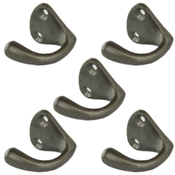 Set of 5 Cast Iron Single Wall Hooks Vintage Coat Rack Pegs Cup Hangers