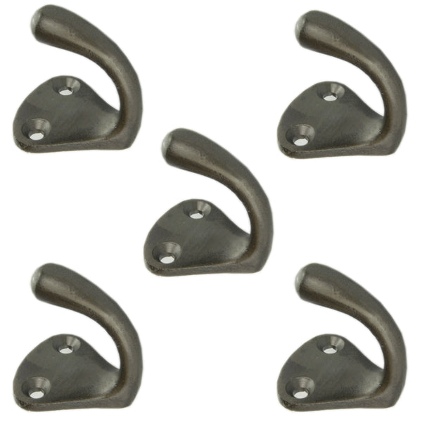 Set of 5 Cast Iron Single Wall Hooks Vintage Coat Rack Pegs Cup Hangers