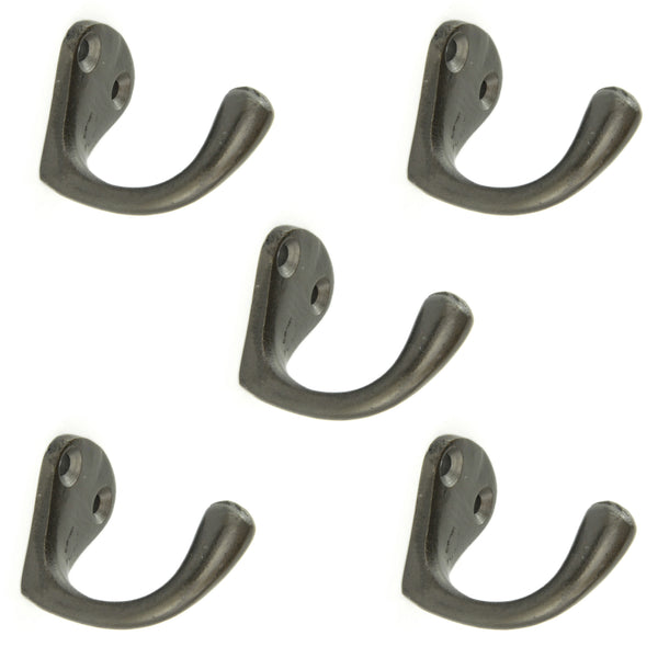 Set of 5 Cast Iron Single Wall Hooks Vintage Coat Rack Pegs Cup Hangers