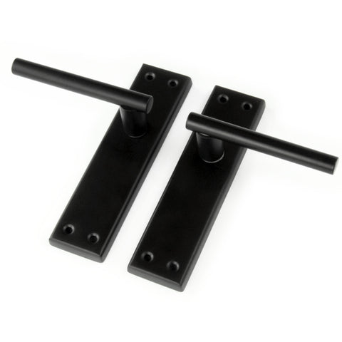 London T Bar Round Door Lever Handles on a Long 7" Back Plate Satin Black
