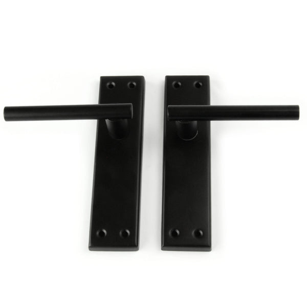 London T Bar Round Door Lever Handles on a Long 7" Back Plate Satin Black