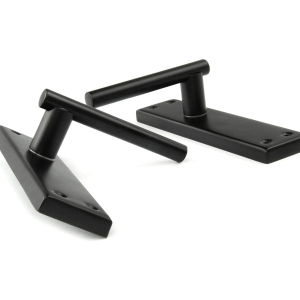 London T Bar Round Door Lever Handles on a Long 7" Back Plate Satin Black