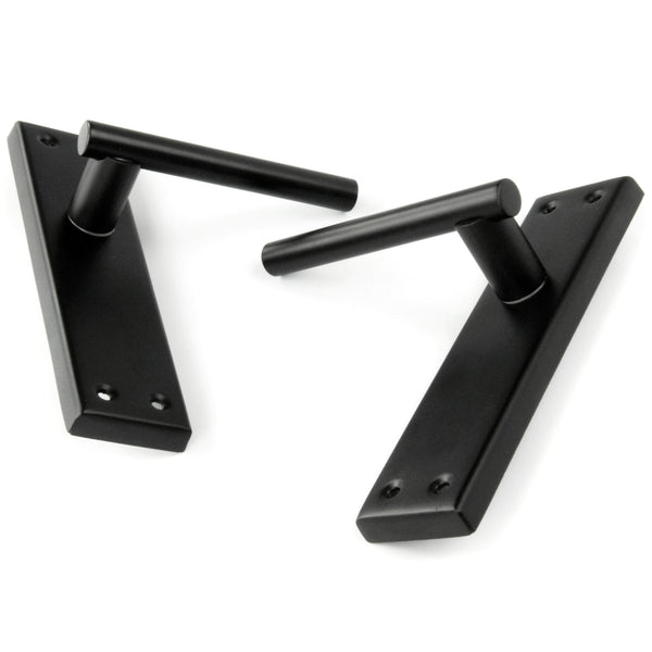 London T Bar Round Door Lever Handles on a Long 7" Back Plate Satin Black