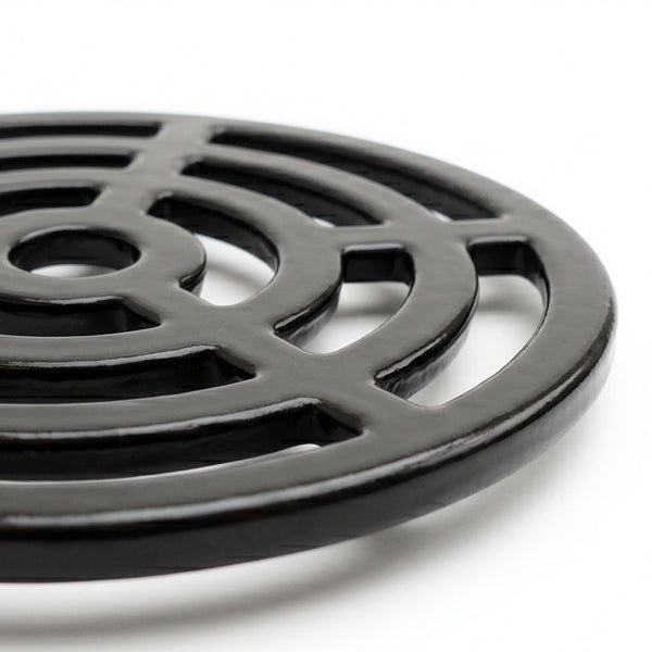 A Round 6" 150mm Cast Metal Drain Cover Gully Grid Grate Plate Black