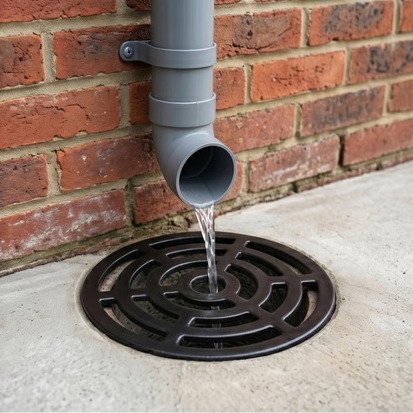 A Round 6" 150mm Cast Metal Drain Cover Gully Grid Grate Plate Black