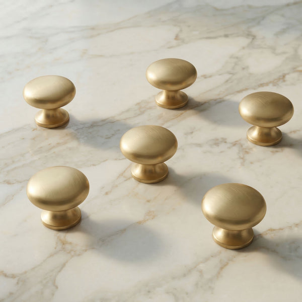 Brushed Satin Solid Brass Cabinet Knobs Kitchen Drawer Door Bow D Handles Pulls