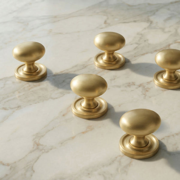 Brushed Satin Solid Brass Cabinet Knobs Kitchen Drawer Door Bow D Handles Pulls