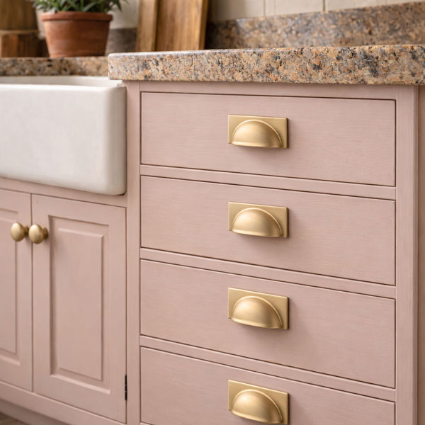 Brushed Satin Solid Brass Cabinet Knobs Kitchen Drawer Door Bow D Handles Pulls