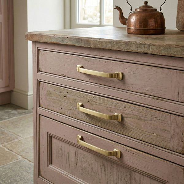 Brushed Satin Solid Brass Cabinet Knobs Kitchen Drawer Door Bow D Handles Pulls