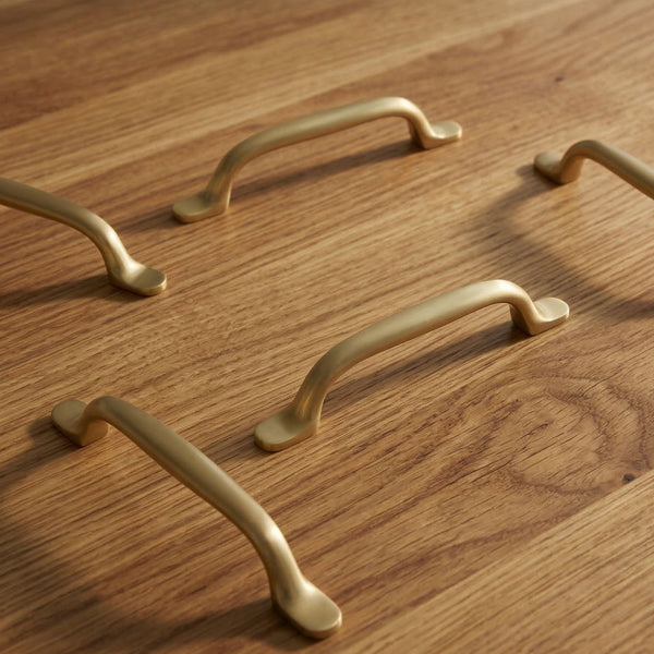 Brushed Satin Solid Brass Cabinet Knobs Kitchen Drawer Door Bow D Handles Pulls