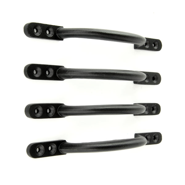 Set of 4 Satin Black D Handles Cabinet Kitchen Door Chest Drawer Cupboard Pulls