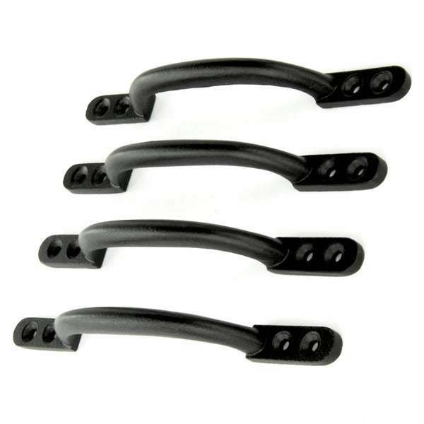 Set of 4 Satin Black D Handles Cabinet Kitchen Door Chest Drawer Cupboard Pulls