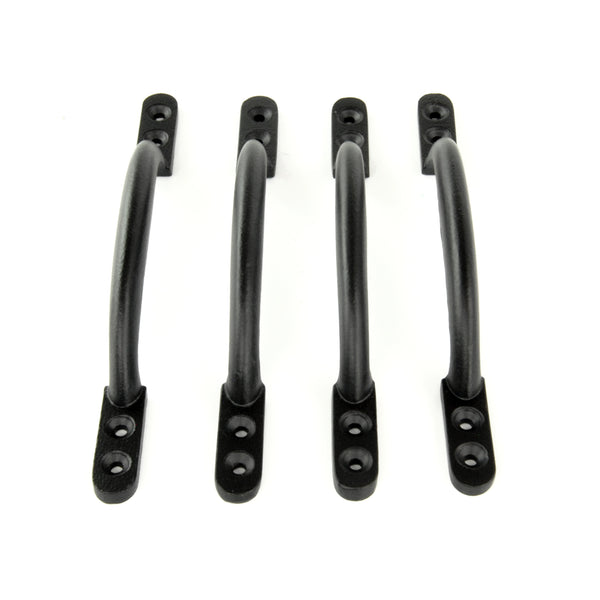 Set of 4 Satin Black D Handles Cabinet Kitchen Door Chest Drawer Cupboard Pulls