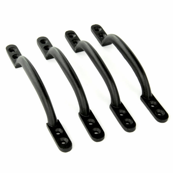 Set of 4 Satin Black D Handles Cabinet Kitchen Door Chest Drawer Cupboard Pulls