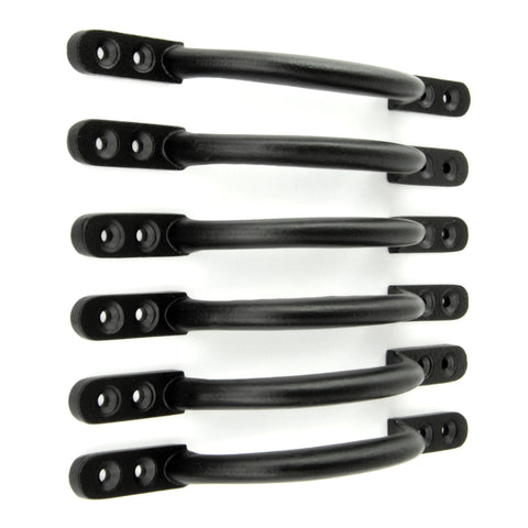 Set of 6 Satin Black D Handles Cabinet Kitchen Door Chest Drawer Cupboard Pulls