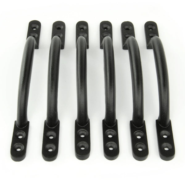 Set of 6 Satin Black D Handles Cabinet Kitchen Door Chest Drawer Cupboard Pulls