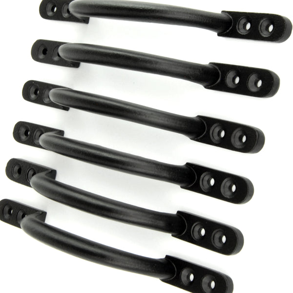 Set of 6 Satin Black D Handles Cabinet Kitchen Door Chest Drawer Cupboard Pulls