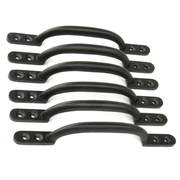 Set of 6 Satin Black D Handles Cabinet Kitchen Door Chest Drawer Cupboard Pulls