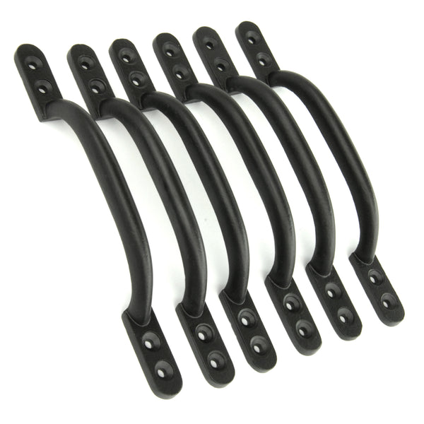 Set of 6 Satin Black D Handles Cabinet Kitchen Door Chest Drawer Cupboard Pulls