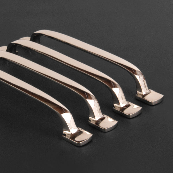 Set of 4 Polished Nickel Solid Brass D Handles Kitchen Door Drawer Cupboard Pulls