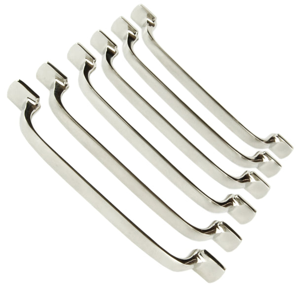 Set of 6 Polished Nickel Solid Brass D Handles Kitchen Door Drawer Cupboard Pulls