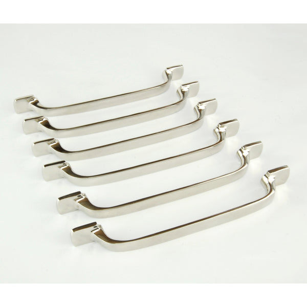 Set of 6 Polished Nickel Solid Brass D Handles Kitchen Door Drawer Cupboard Pulls