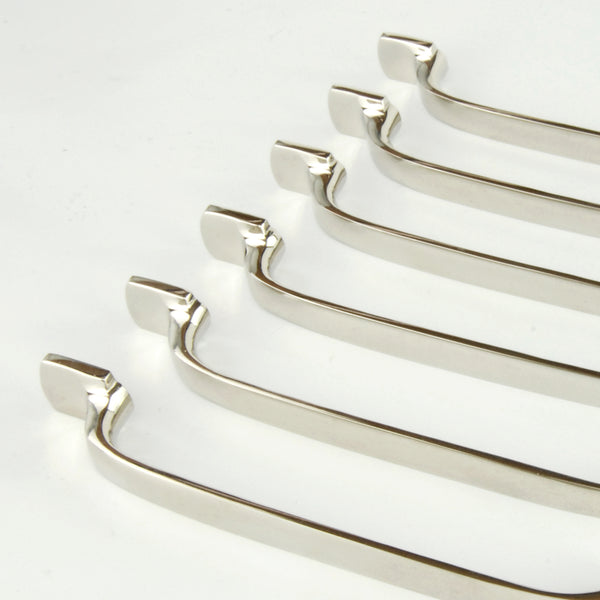 Set of 6 Polished Nickel Solid Brass D Handles Kitchen Door Drawer Cupboard Pulls