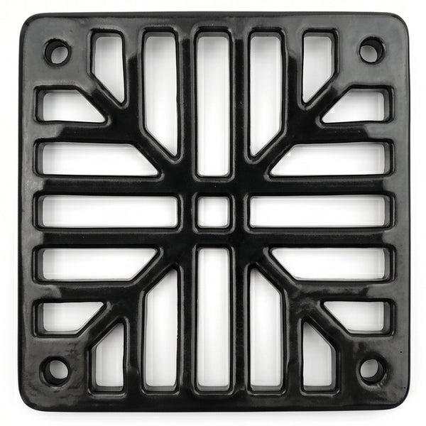A Square 6" 150mm Cast Metal Drain Cover Gully Grid Grate Plate Black