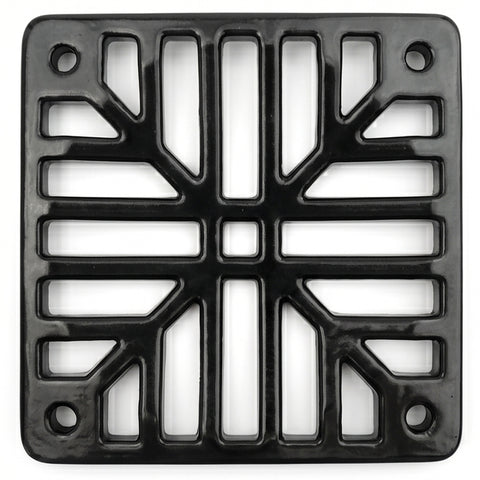 A Square 6" 150mm Cast Metal Drain Cover Gully Grid Grate Plate Black