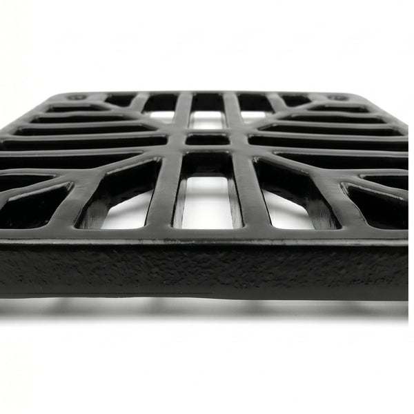 A Square 6" 150mm Cast Metal Drain Cover Gully Grid Grate Plate Black
