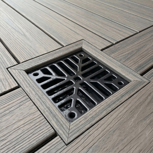 A Square 6" 150mm Cast Metal Drain Cover Gully Grid Grate Plate Black