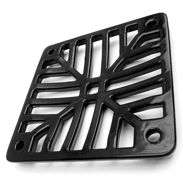 A Square 6" 150mm Cast Metal Drain Cover Gully Grid Grate Plate Black