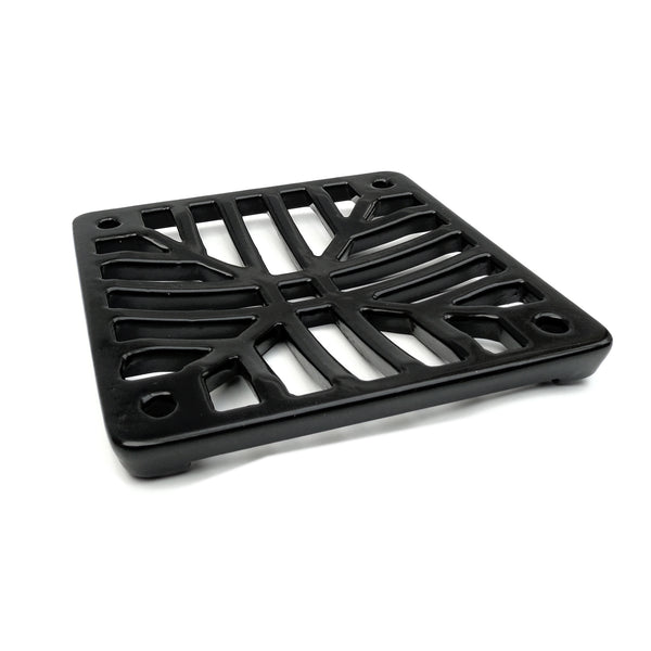A Square 6" 150mm Cast Metal Drain Cover Gully Grid Grate Plate Black