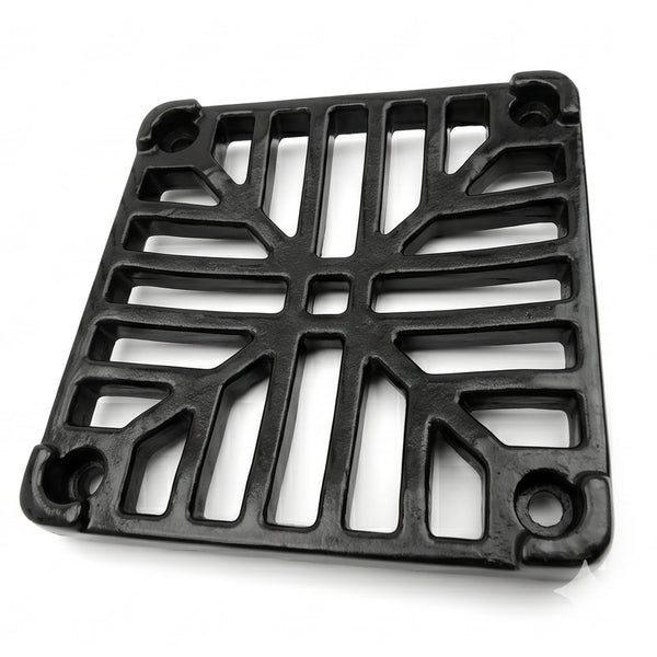 A Square 6" 150mm Cast Metal Drain Cover Gully Grid Grate Plate Black