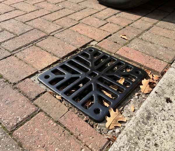 A Square 6" 150mm Cast Metal Drain Cover Gully Grid Grate Plate Black