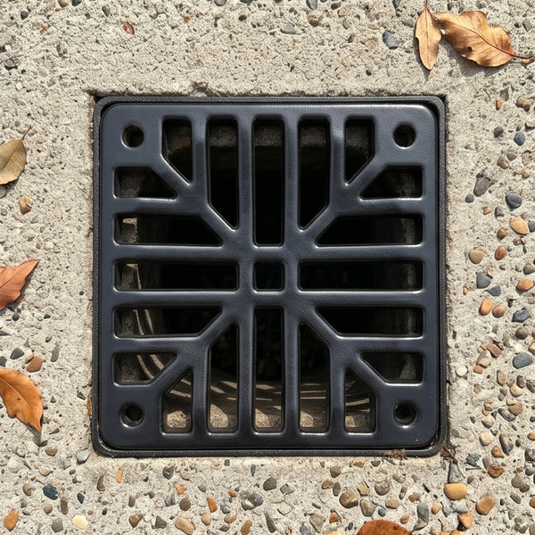 A Square 6" 150mm Cast Metal Drain Cover Gully Grid Grate Plate Black