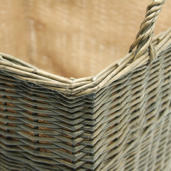 Large Tapered Basket Grey Willow with Carry Handles Hessian Lined