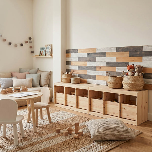 Nordic Lodge Wooden Wall Tiles Cladding Panelling Panels Grey White Oak Finish