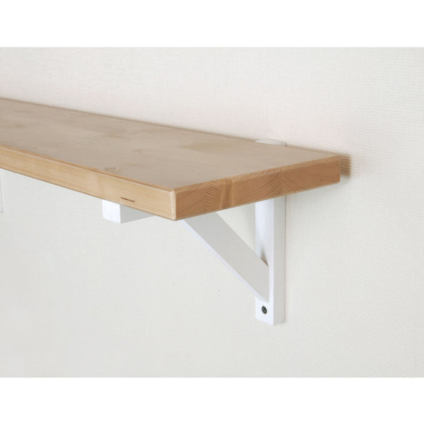 Rustic Solid Wood Wall Shelf Light Oak with White Wooden Brackets