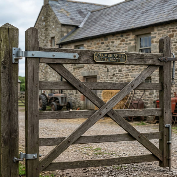 Antique Brass Cast Iron Vintage Style Metal Wall Door Gate Signs