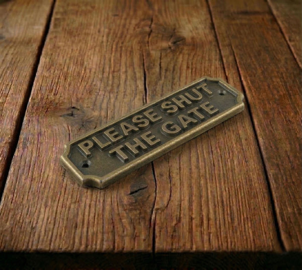 Antique Brass Cast Iron Vintage Style Metal Wall Door Gate Signs