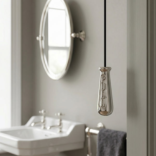 Polished Nickel Solid Brass Vintage Period Bathroom Light Switch Pull
